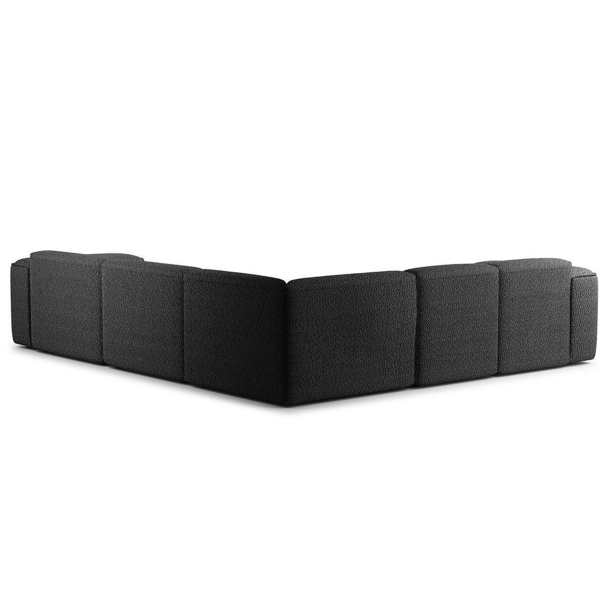 ECKSOFA mit Rundecke - Anthrazit/Schwarz, Kunststoff/Textil (325/260cm) - home24