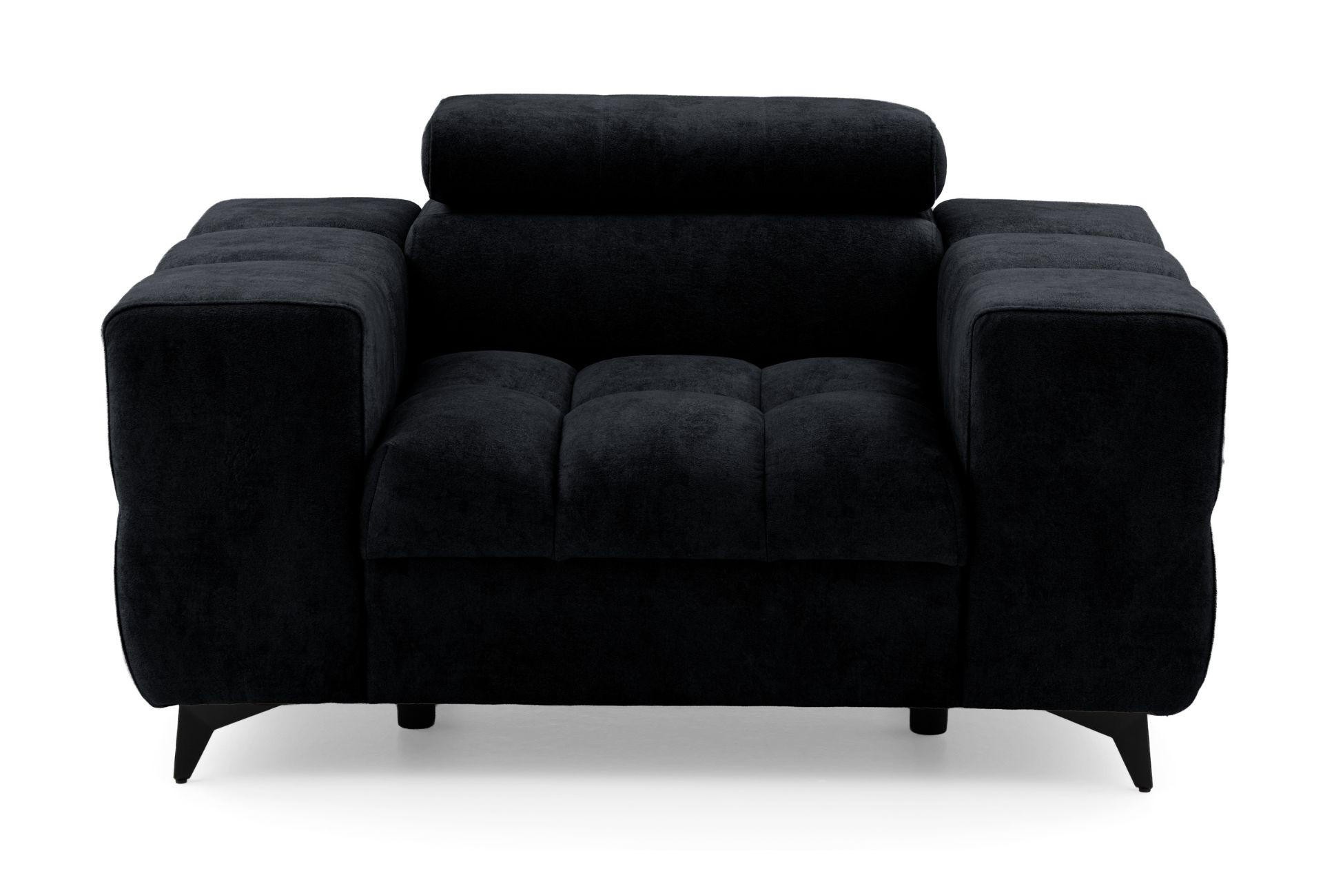 SESSEL PUDDING mit verstellbare Kopfstütze Velours Schwarz - Schwarz, Holz/Textil (140/93/100cm) - Muffo