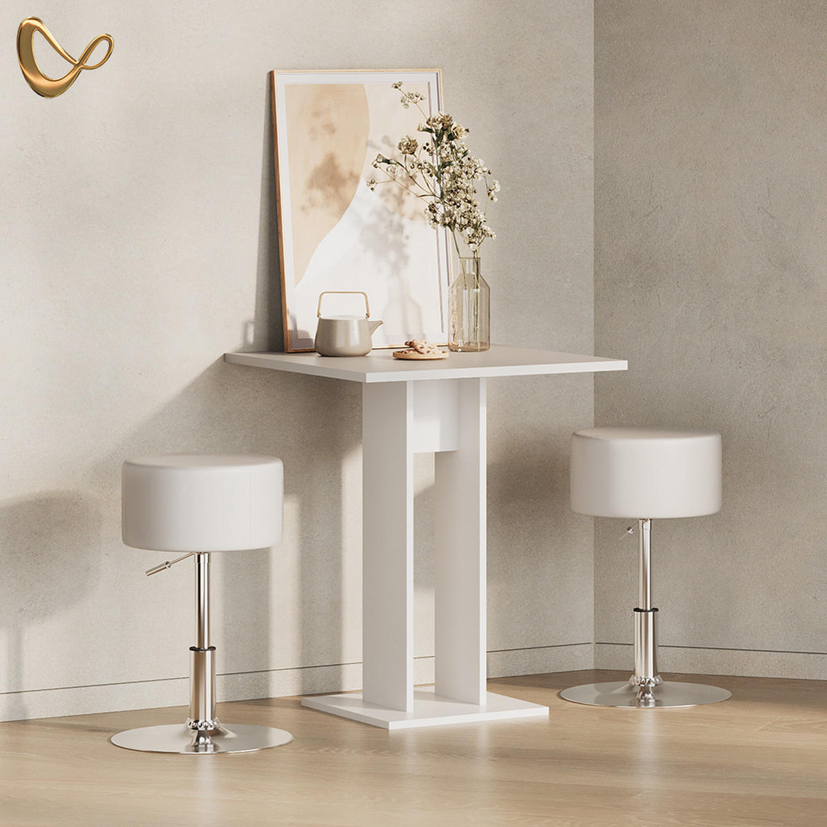 ESSTISCH Regusa Weiß 65 x 78 cm - Weiß, Holzwerkstoff (65/65/78cm) - Livinity®