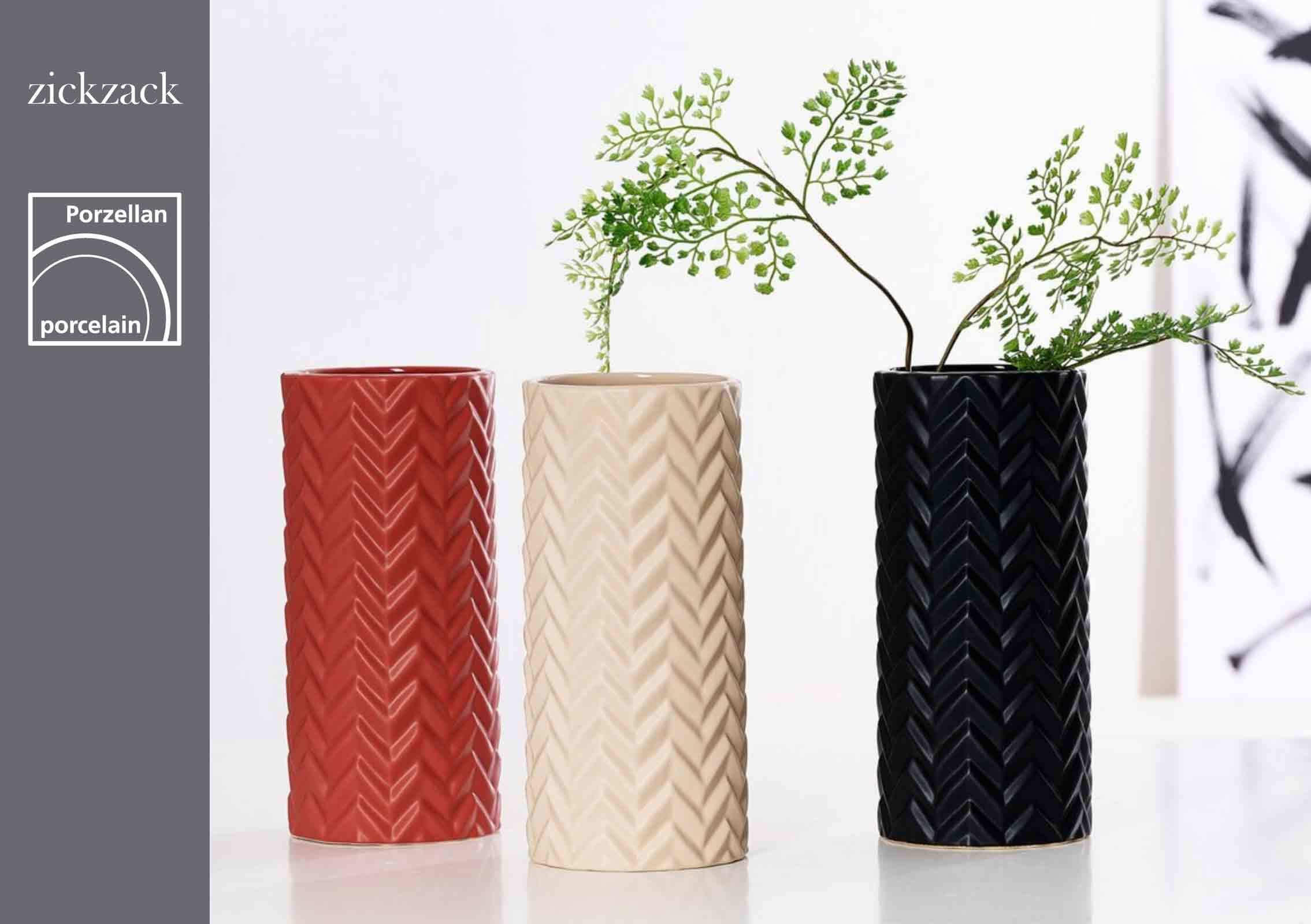 VASE Zick Zack Schwarz 25 cm - Schwarz, Keramik (25cm) - Ritzenhoff Breker