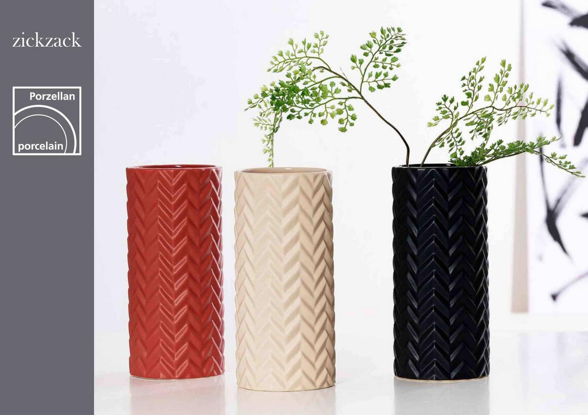 VASEN Zick Zack bunt 25 cm 3er Set - Multicolor, Keramik (25cm) - Ritzenhoff Breker