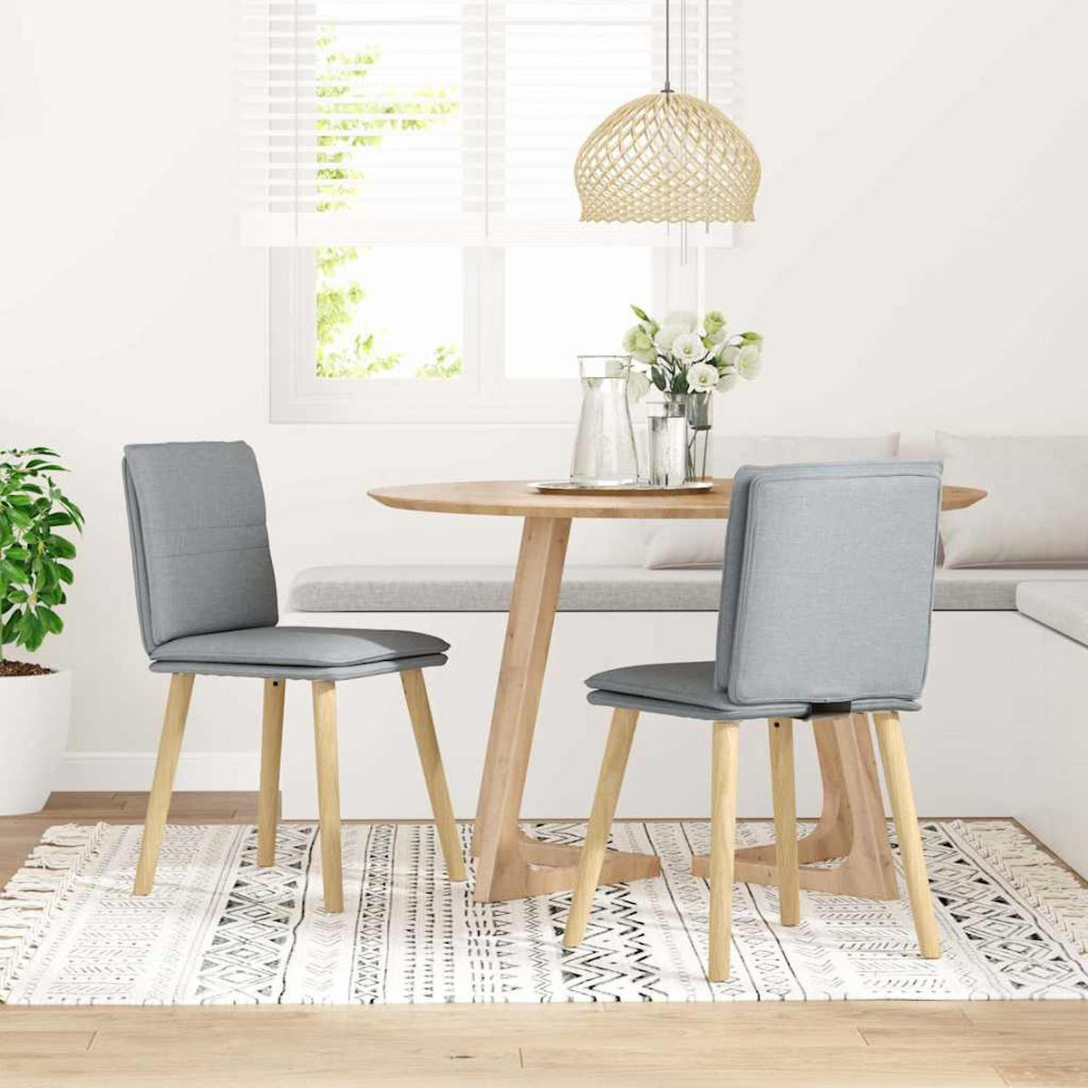 ESSZIMMERSTÜHLE 2 Stk. Hellgrau Stoff 45*54*86cm - Hellgrau, Metall (45/86/54cm) - ZMH