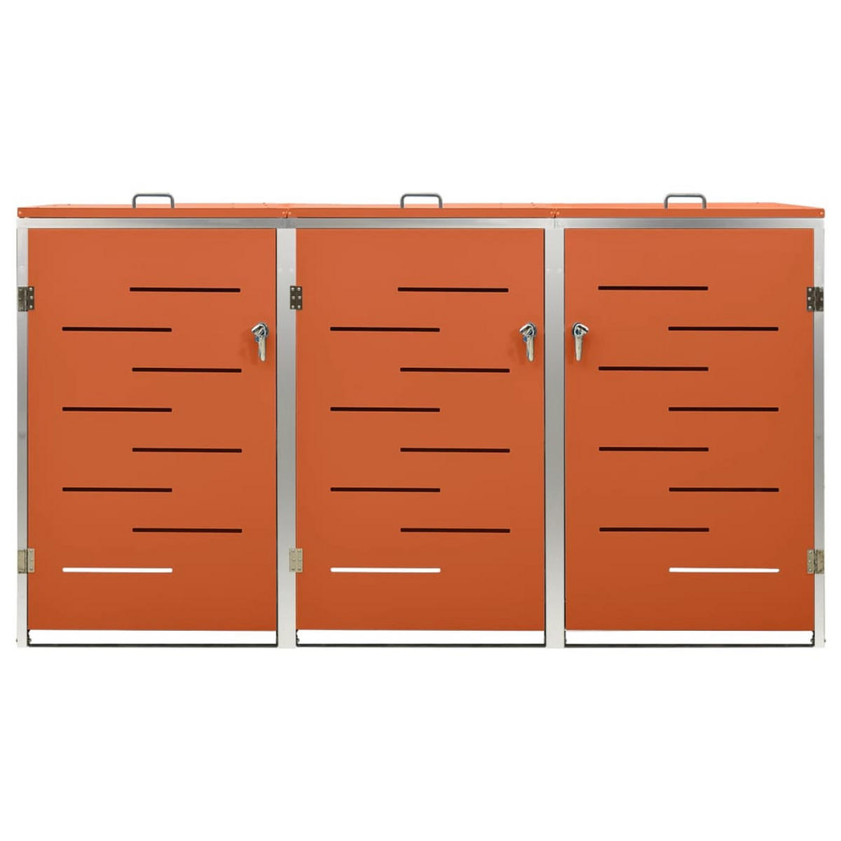 3ER Mülltonnenbox JAGU Edelstahl | Orange | 115x207x77,5cm | Für 3 Tonnen 240L - Orange, Metall (207/115/77.5cm) - DELUKE