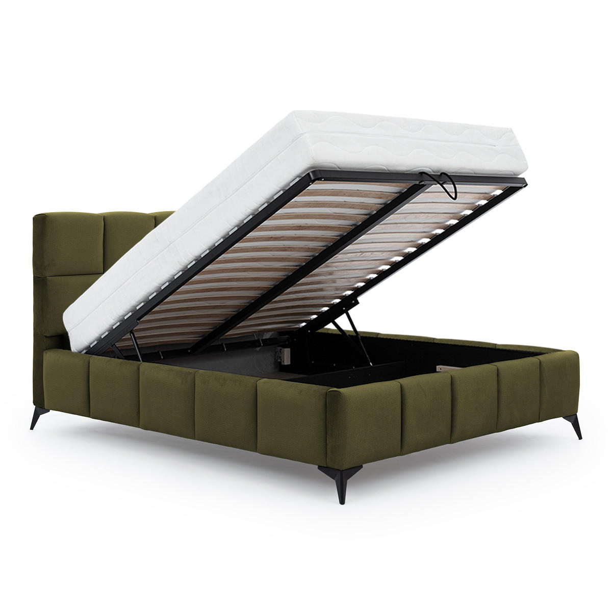 BOXSPRING POSTEL 160/200 Mira Zelená - zelená barva, dřevo (160/200cm) - Petits-meubles