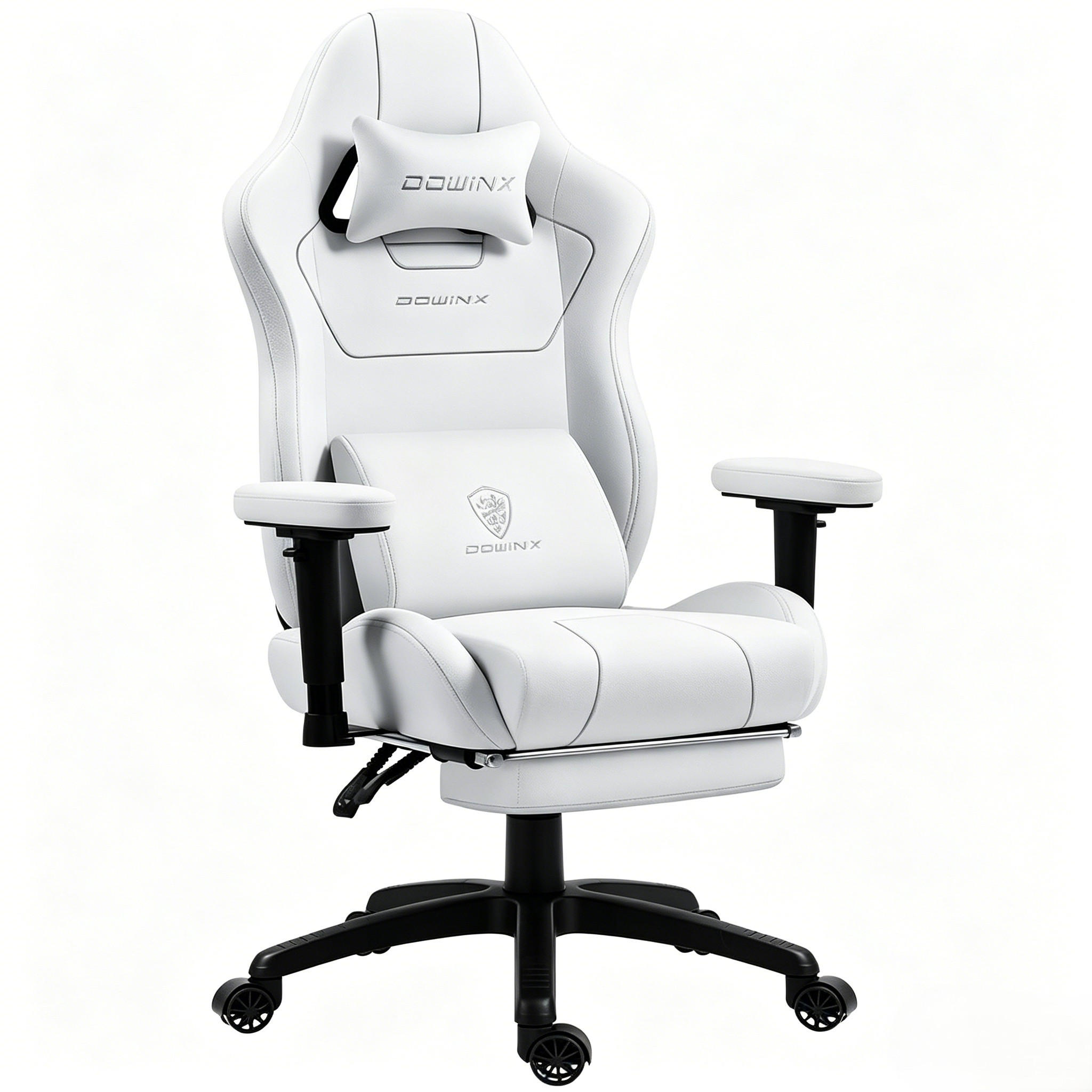 GAMING Stuhl Stoff & Taschenfederkissen PC Bürostuhl & Fußstützen - Weiß, Textil (70/130/60cm)