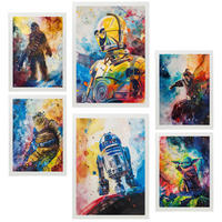 POSTER Set Mit 6 Star Wars In Voller Farbe A3 & A4 Weißer Rahmen - Weiß, Papier (29/3cm) - Nacnic