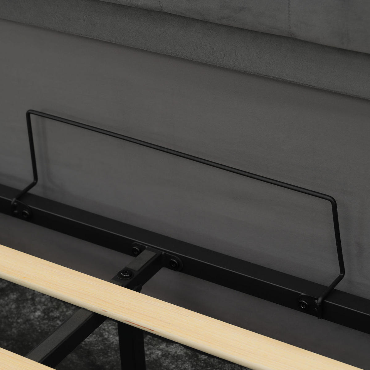 BETT mit LED und Ladestation 160x200 cm Samt Gray - Grau, Metall (160/200cm) - Meubliv