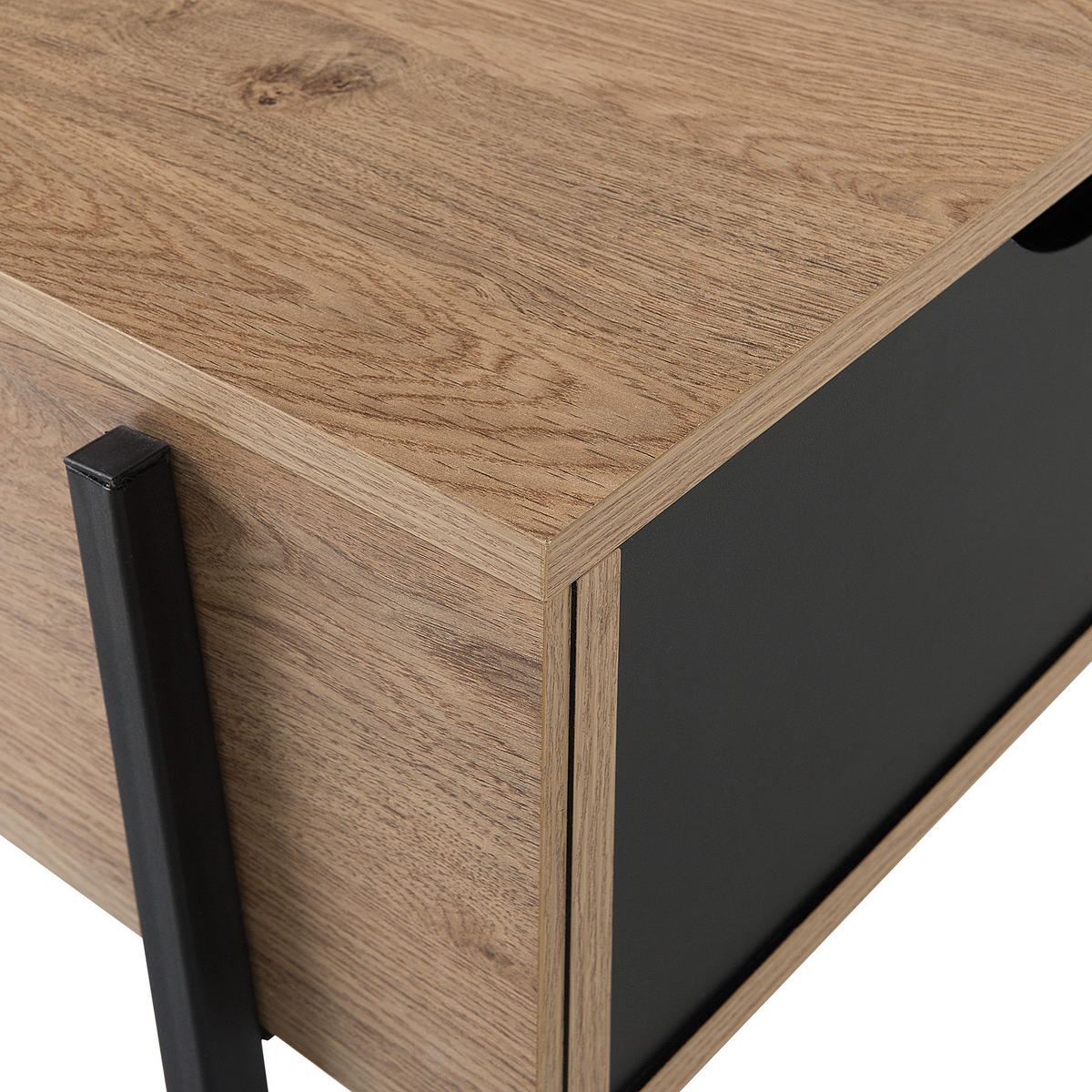 COUCHTISCH heller Holzfarbton/schwarz rechteckig Blackpool - Hellbraun/Schwarz, Holzwerkstoff (59/107/37cm) - Beliani