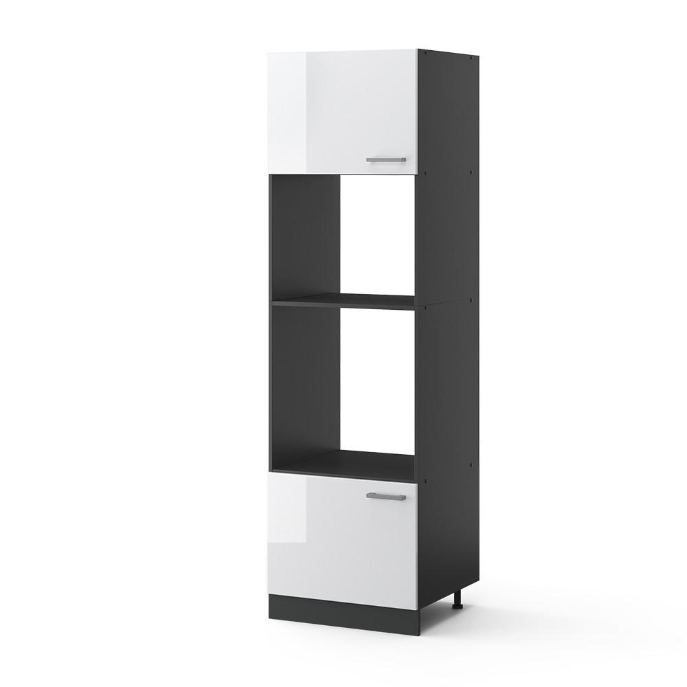 MIKROWELLENSCHRANK R-Line Weiß Hochglanz 60 cm - Weiß Hochglanz/Anthrazit, Holzwerkstoff (60/206.8/57.2cm) - Vicco