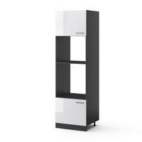 MIKROWELLENSCHRANK R-Line Weiß Hochglanz 60 cm - Weiß Hochglanz/Anthrazit, Holzwerkstoff (60/206.8/57.2cm) - Vicco