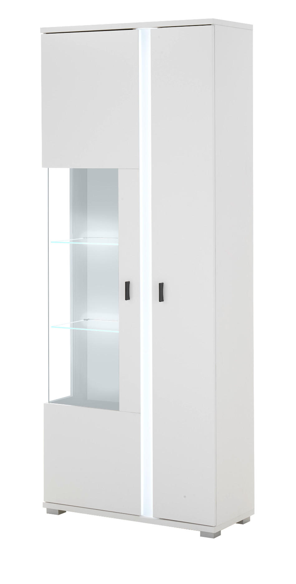 VITRINE weiß matt, Vitrinenschrank inklusive Frontbeleuchtung 80 x 200 cm - Weiß, Holzwerkstoff (80/200/35cm) - Furn.Design