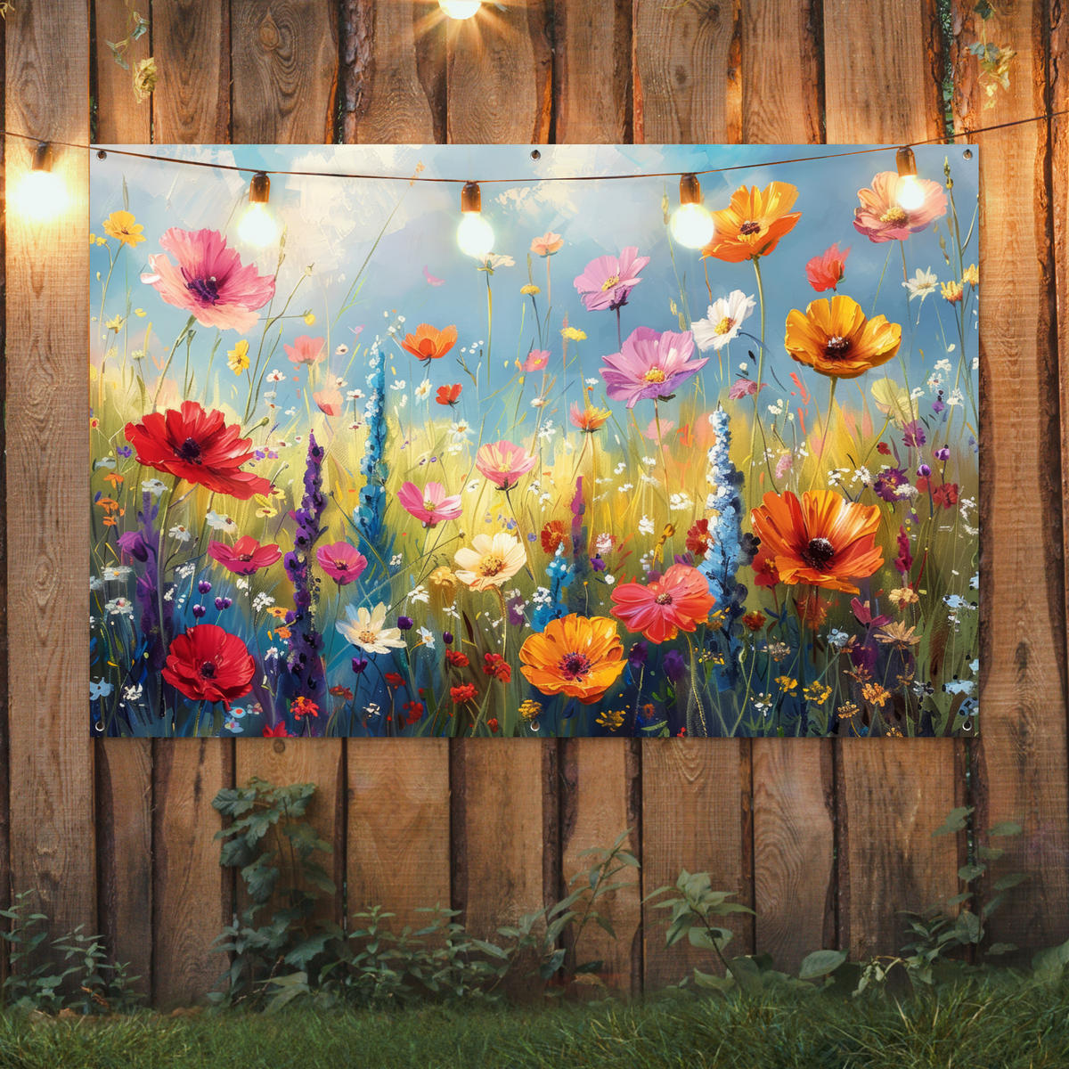 ZAHRADNÍ PLAKÁT Květiny - Příroda - Botanické - Umění 180x120 cm - světle modrá, plast (180/120/0.2cm) - OnlyWow