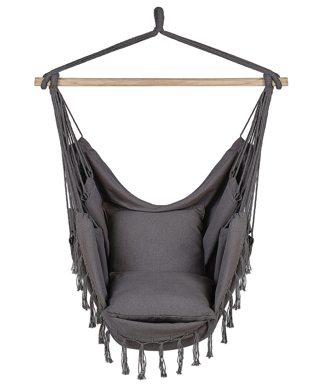 HÄNGESSESSEL Makramee Baumwolle grau Bonea - Grau, Textil (95/125/55cm) - Beliani