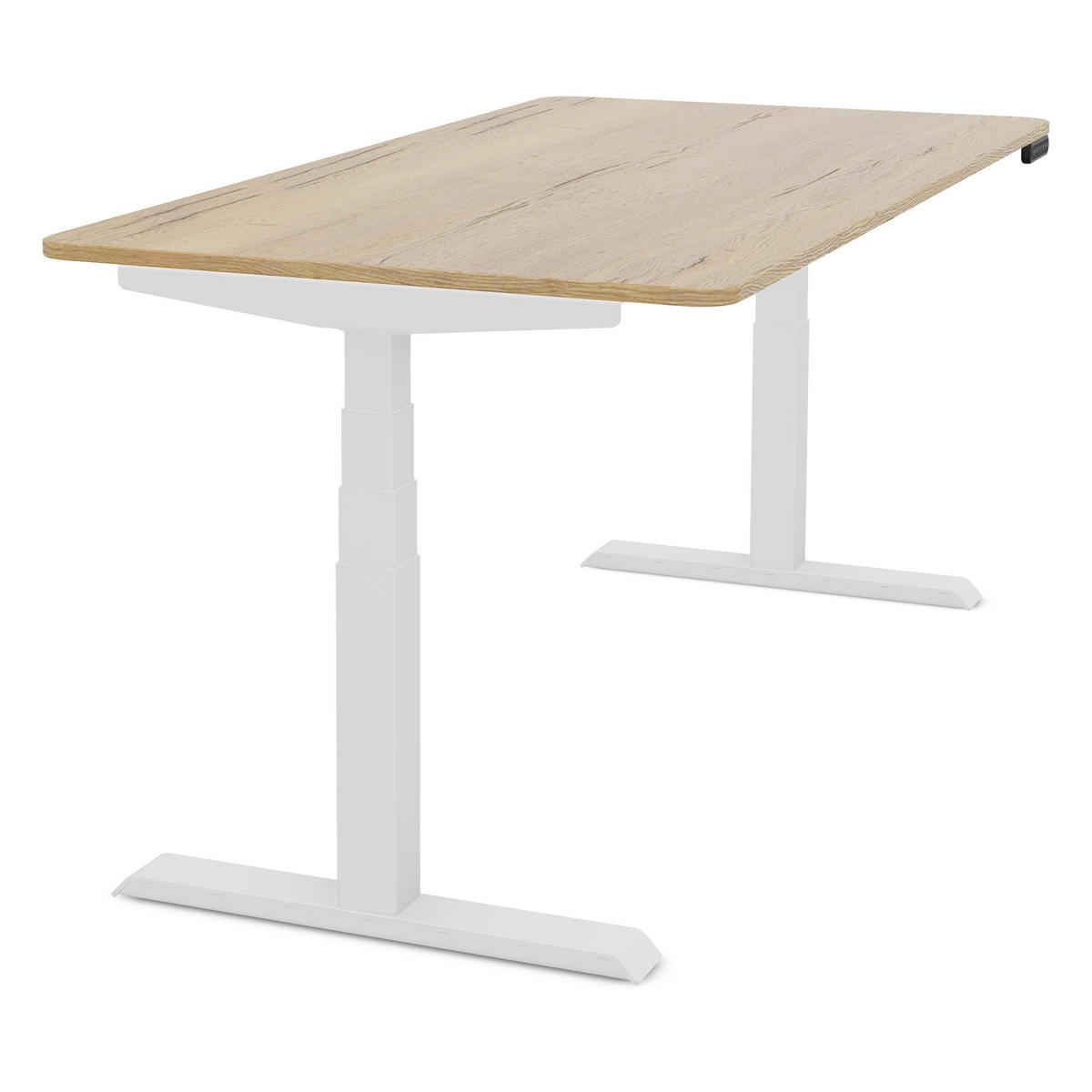 SCHREIBTISCH Elektrisch Höhenverstellbarer Familien Schreibtisch Pitino Curved Eiche Natura Signalweiß 160/70/52.5-121cm - Weiß/Eiche Artisan, Holzwerkstoff/Metall (70/160/121cm) - ASSMANN