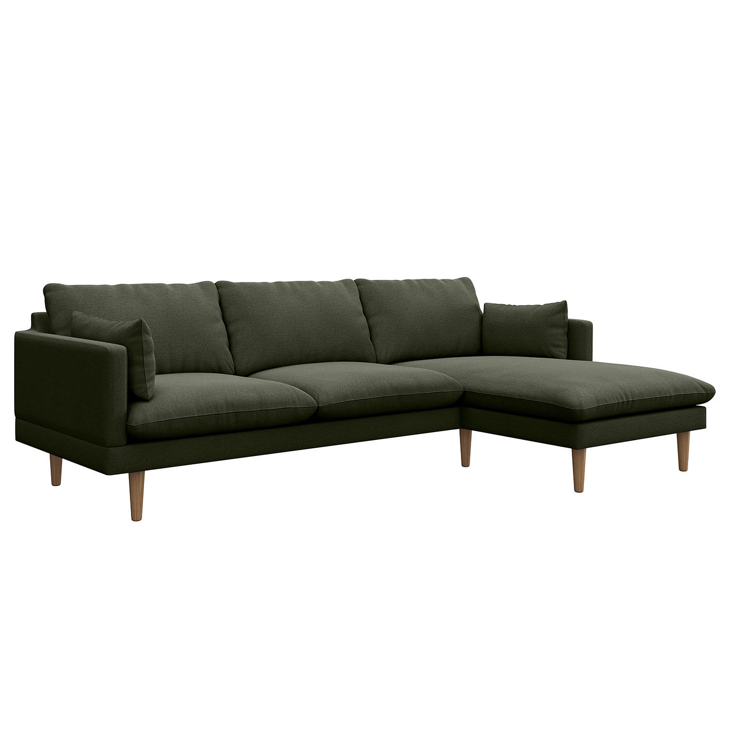 ECKSOFA mit Longchair - Webstoff - Buchefarben/Grau, Buchenholz/Textil (242/150cm) - home24