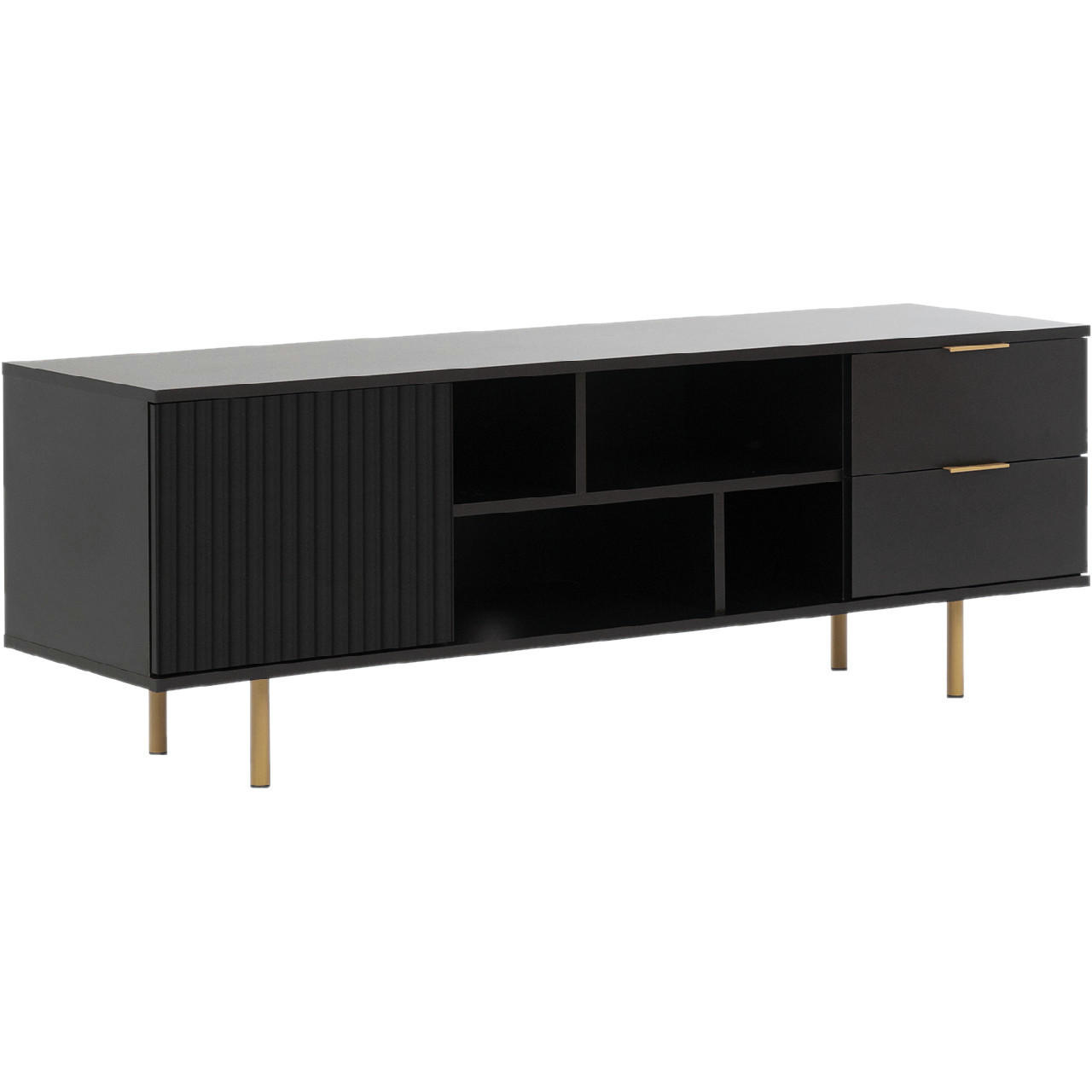 TV-LOWBOARD NUBIO 06 schwarz - Schwarz, Holzwerkstoff (150/52/41cm)