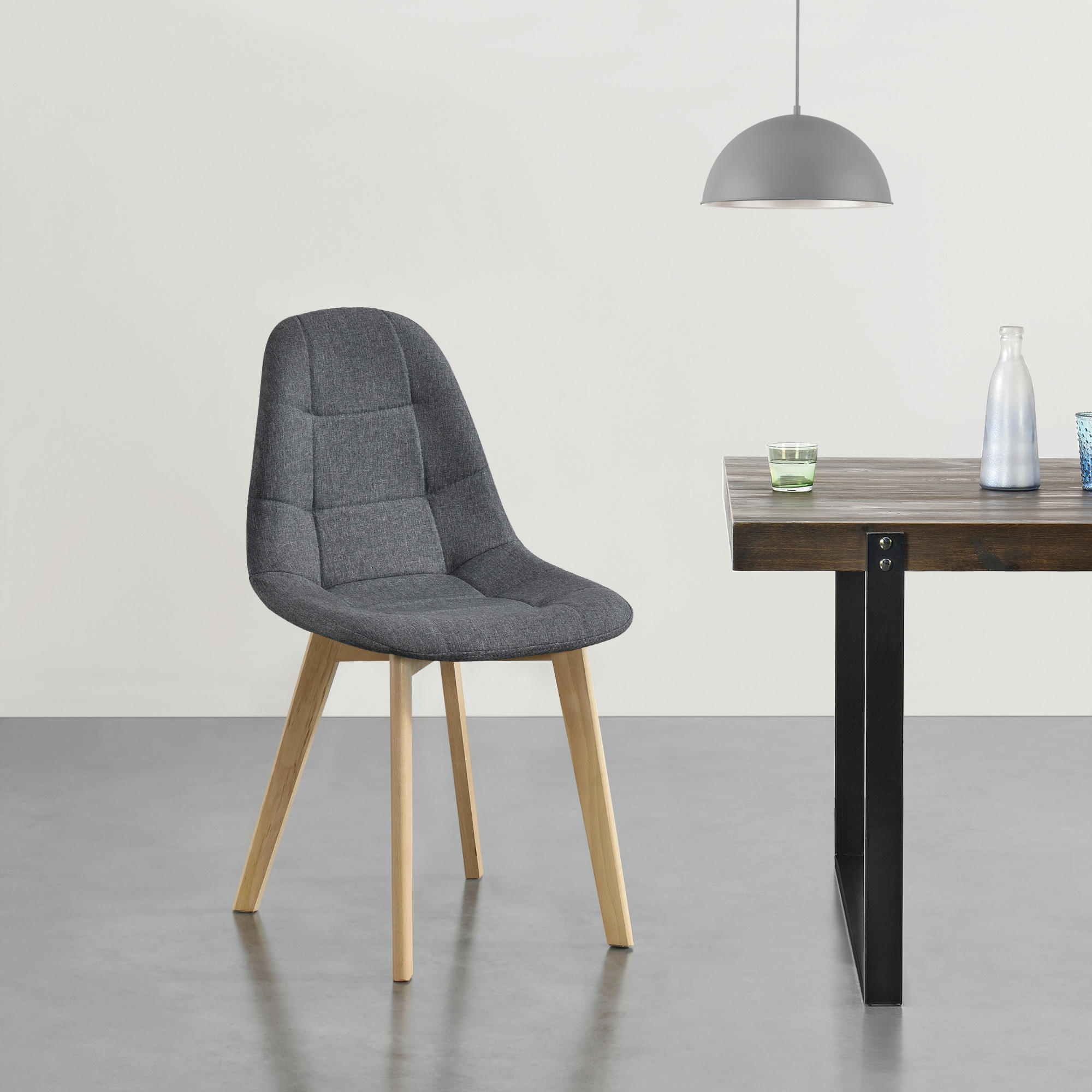 Thumbnail - [en.casa] Esszimmerstuhl, Grau, Textil, 53x86x47 cm, Esszimmer, Stühle, Esszimmerstühle, Vierfußstühle