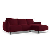 ECKSOFA mit Schlaffunktion Samt Stoff Rot - Bordeaux/Rot, Textil/Metall (242/162cm) - Makamii