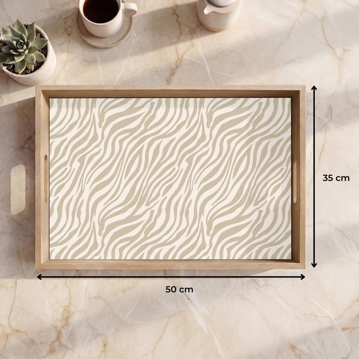 SERVÍROVACÍ PODNOS Zebra - vzor - béžová 50x35 cm - béžová, dřevo (50/5/35cm)