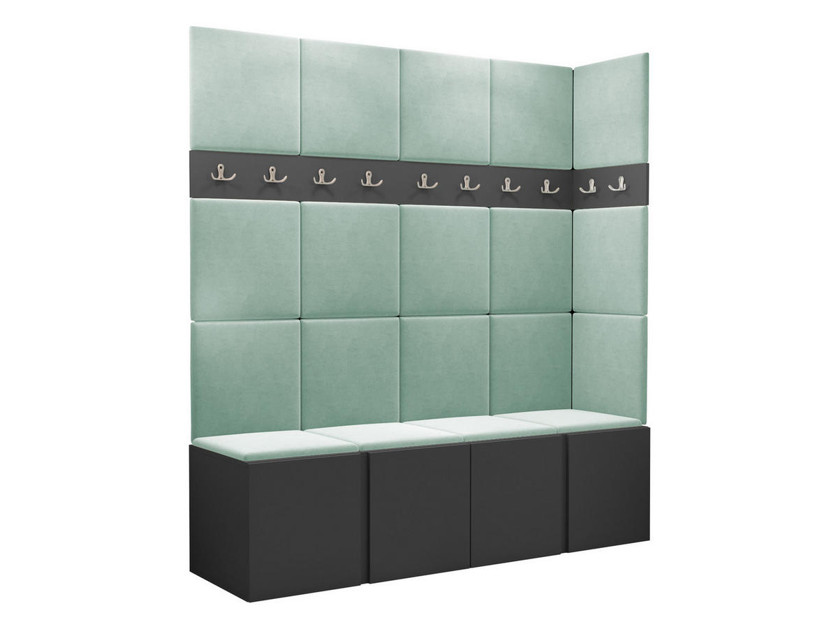 GARDEROBEN-SET Orion II - Graphitfarben/Mintgrün, Holzwerkstoff/Kunststoff (168/186/46cm) - MIRJAN24