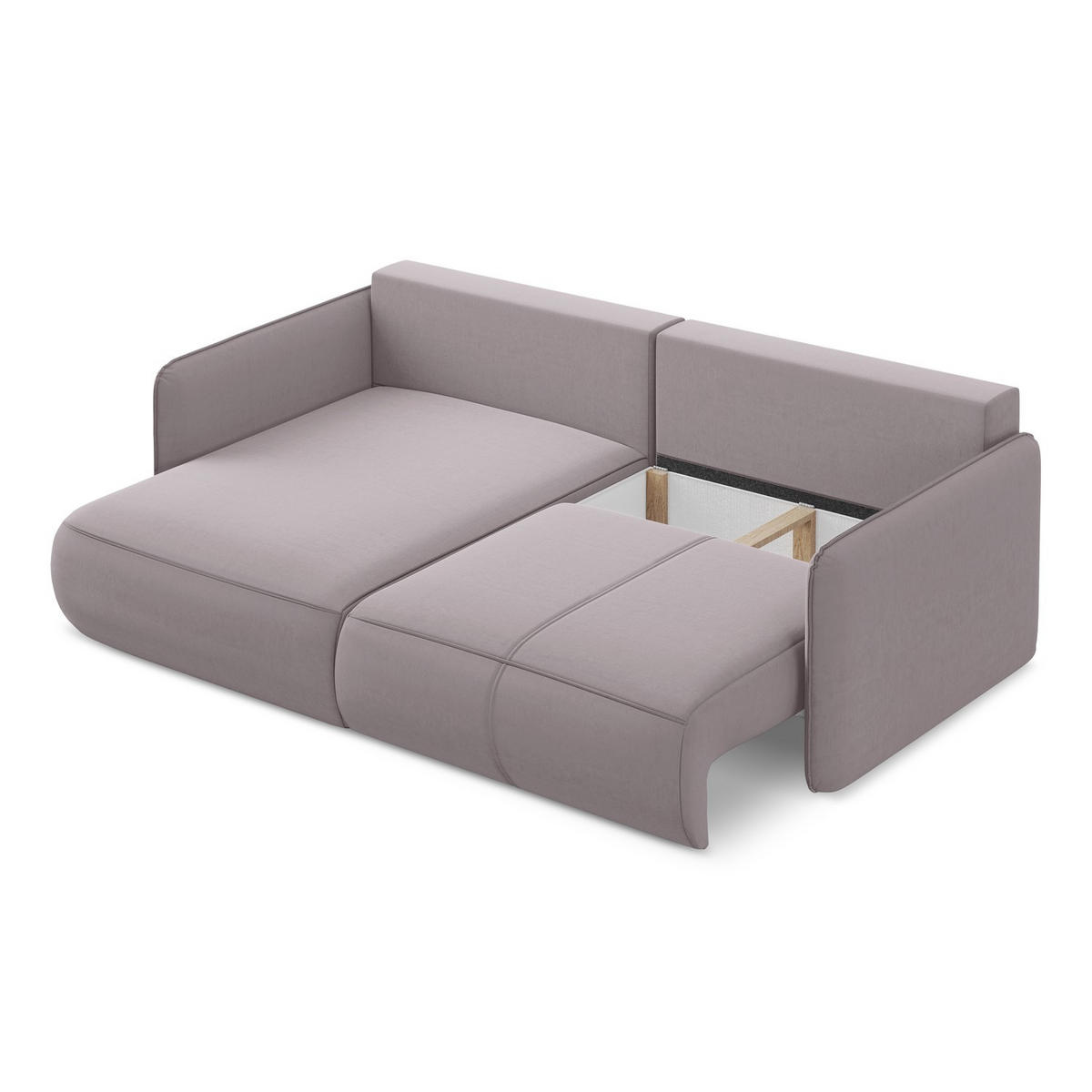ECKSOFA mit Schlaffunktion Samt Stoff Violett - Lila/Flieder, Kunststoff/Textil (148/207cm) - LaMiaSofa