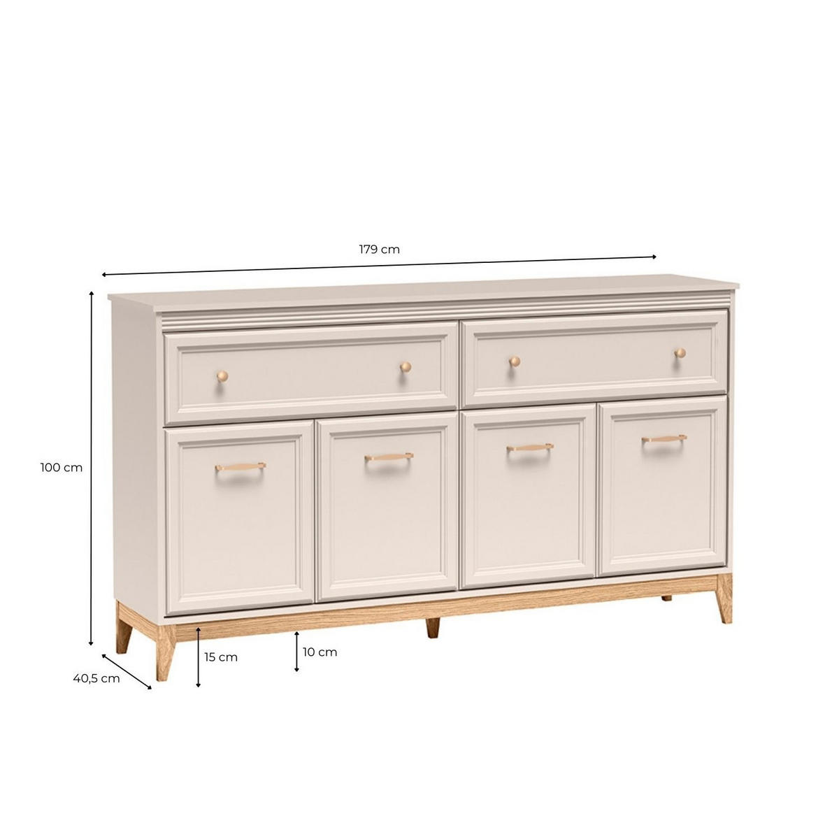 KOMMODE Windsor W-2 179 x 100 x 40,5 cm Kaschmir - Kaschmir/Eichefarben, Eichenholz/Holzwerkstoff (179/100/40.5cm) - Koseto