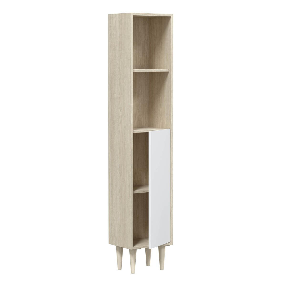 HOCHSCHRANK 1 Tür 2 Nischen H150 cm - Verona - Weiß, Holzwerkstoff (25/150/30cm) - Calicosy
