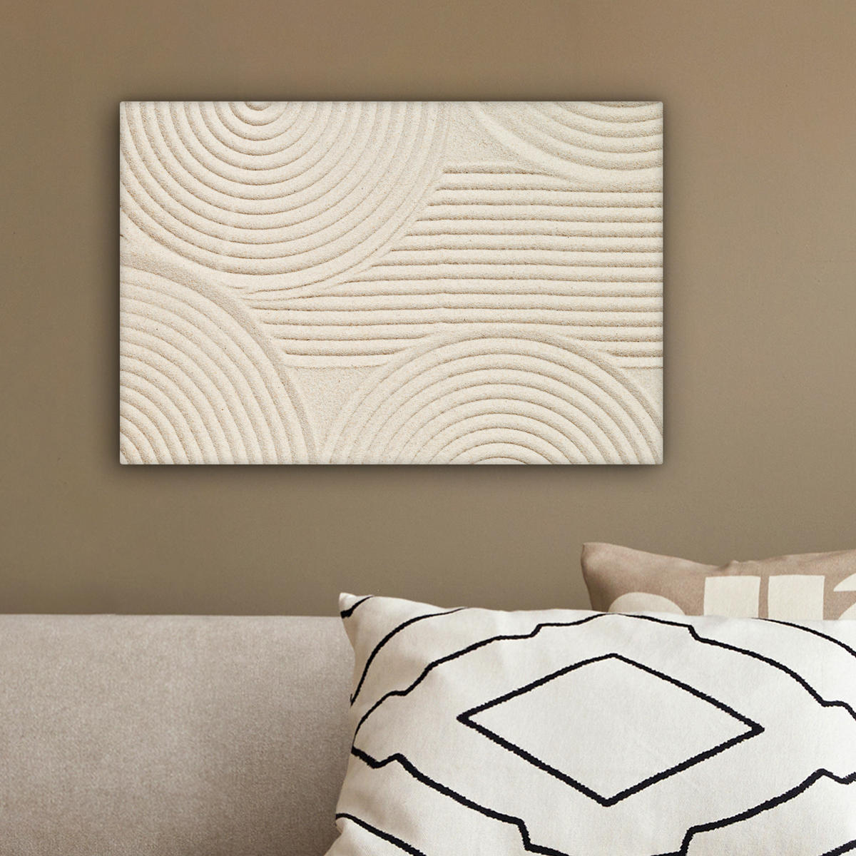 LEINWANDBILD Muster - Abstrakt - Weiß Deko Schlafzimmer 30x20 cm - Beige, Textil (30/20cm) - MuchoWow