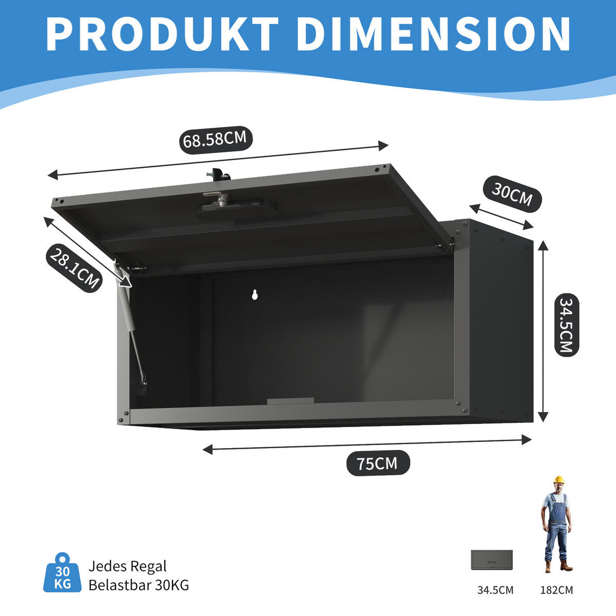 KOMBINATIONSKOFFER – Höhe 34,5 cm × Breite 75 cm × Tiefe 30 cm - Schwarz, Metall (30/34.5/75cm) - DCA