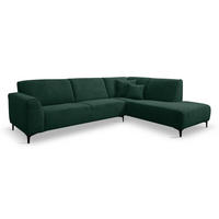 ECKSOFA Mula in L-Form, Coach Farbe: Grün, Velourstoff, Ottomane Rechts - Grün, Textil (274/210cm) - VENASI MÖBEL