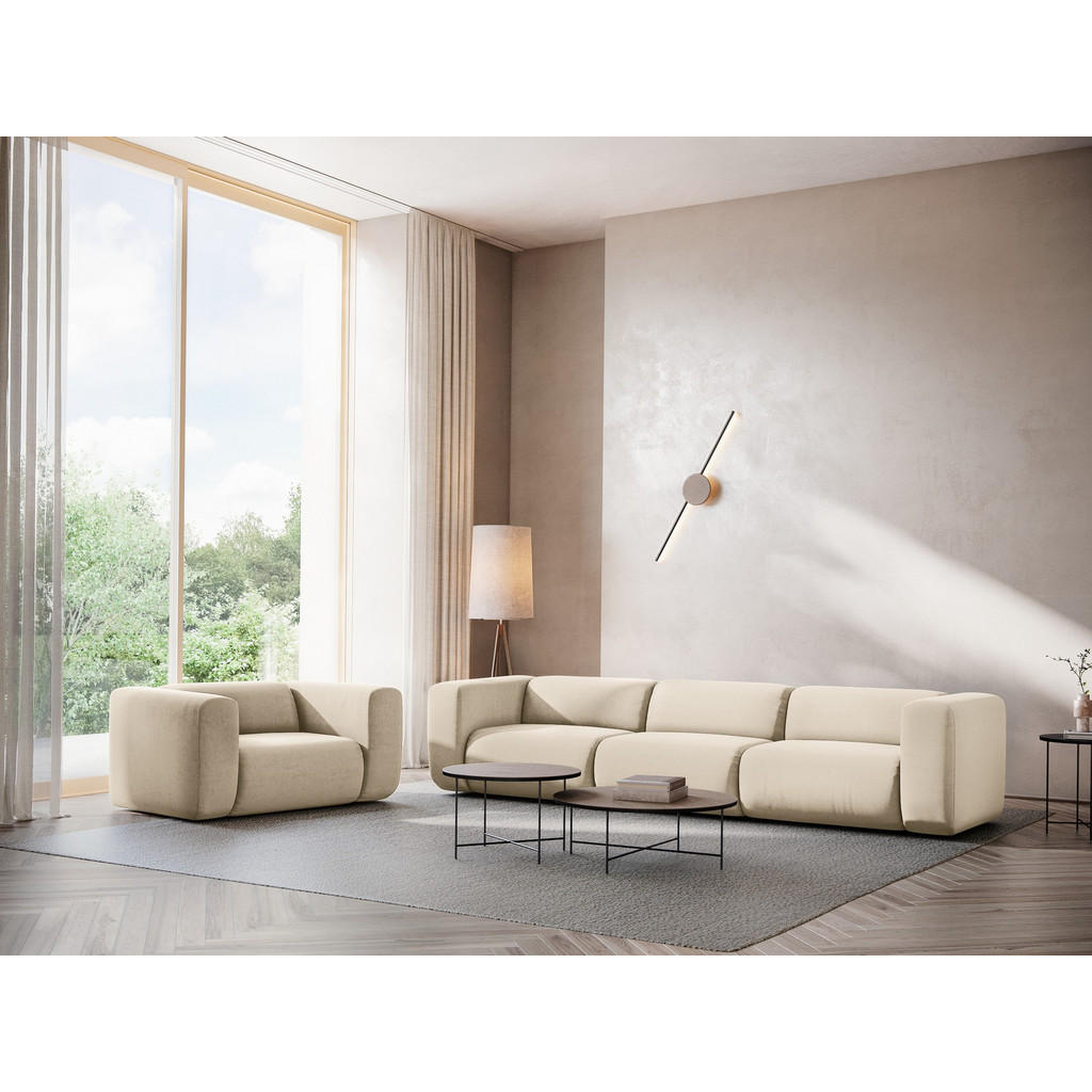 Thumbnail - Makamii 3-Sitzer, Creme, Textil, Füllung: Schaumstoff, 228x70x89 cm, Made in EU, Wohnzimmer, Sofas & Couches, Sofas, 3-S...