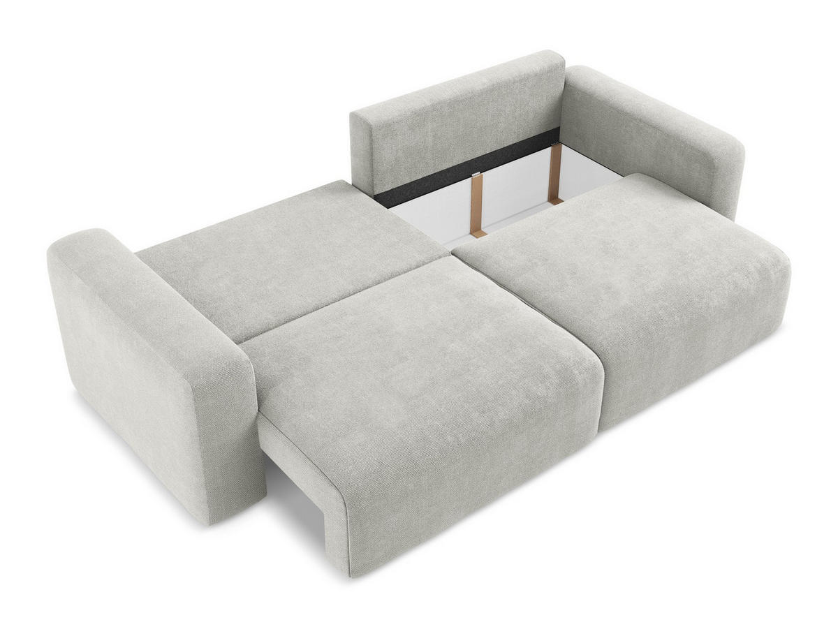 3-SITZER SOFA mit Schlaffunktion Chenille Stoff Grau - Hellgrau/Schwarz, Kunststoff/Textil (244/79/102cm) - Makamii