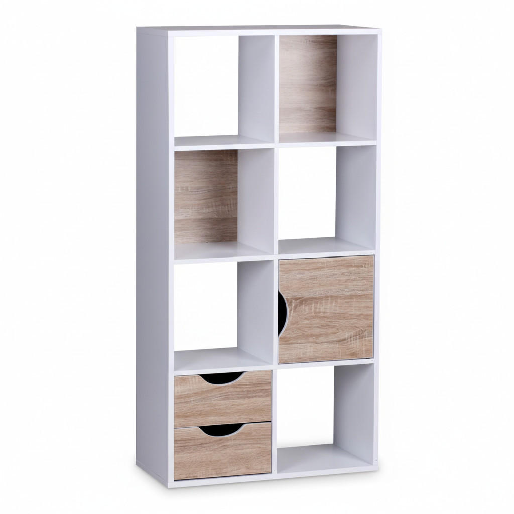 BÜCHERREGAL – Sonoma Eiche/Weiß, 8 Fächer, modern, Raumteiler-funktion - Weiß, Holz (60/120/29cm) - KADIMA DESIGN