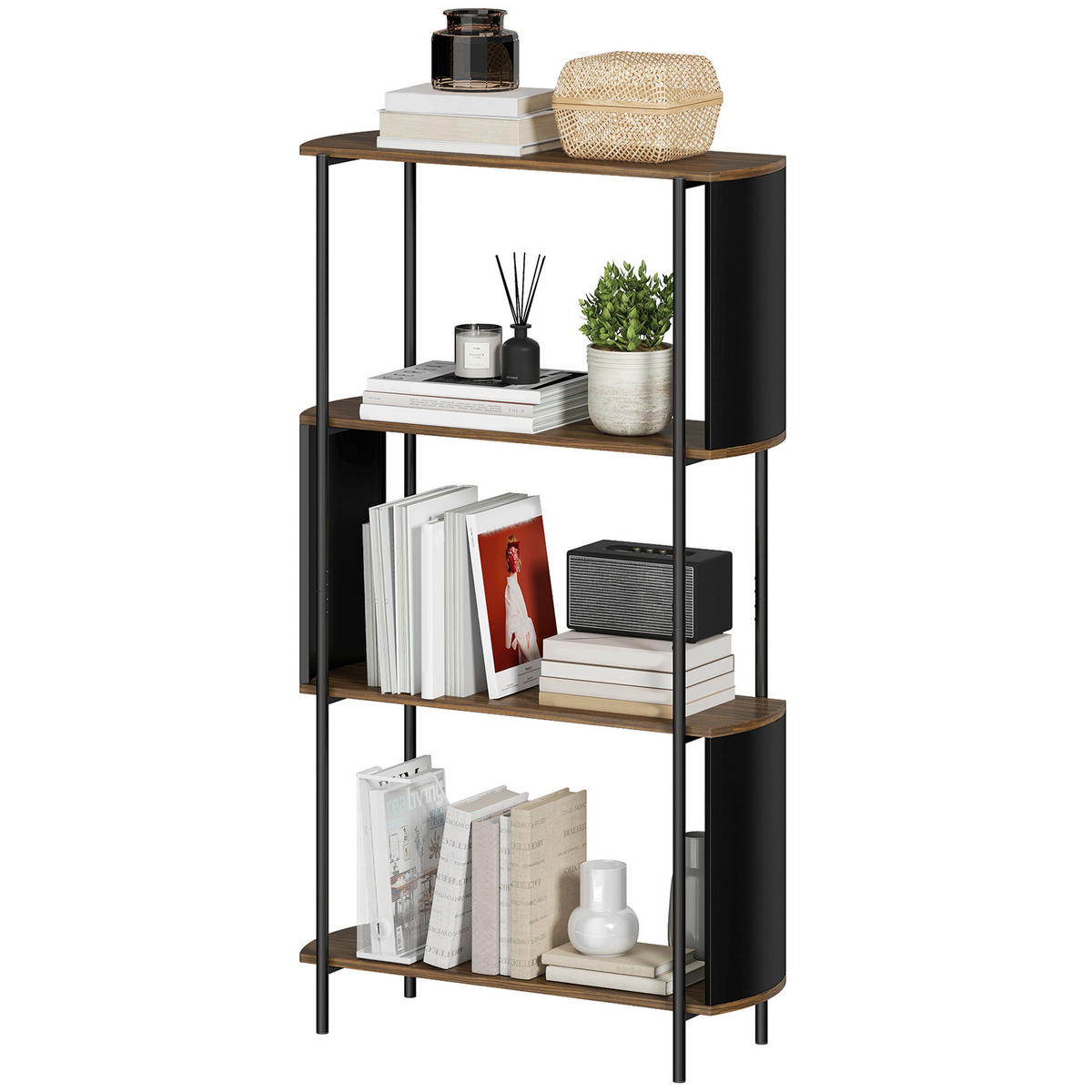 STANDREGAL DE-09391 4-stufig mit geschwungenem Design Braun - Braun, Metall (30/141/80cm) - ComfortXL