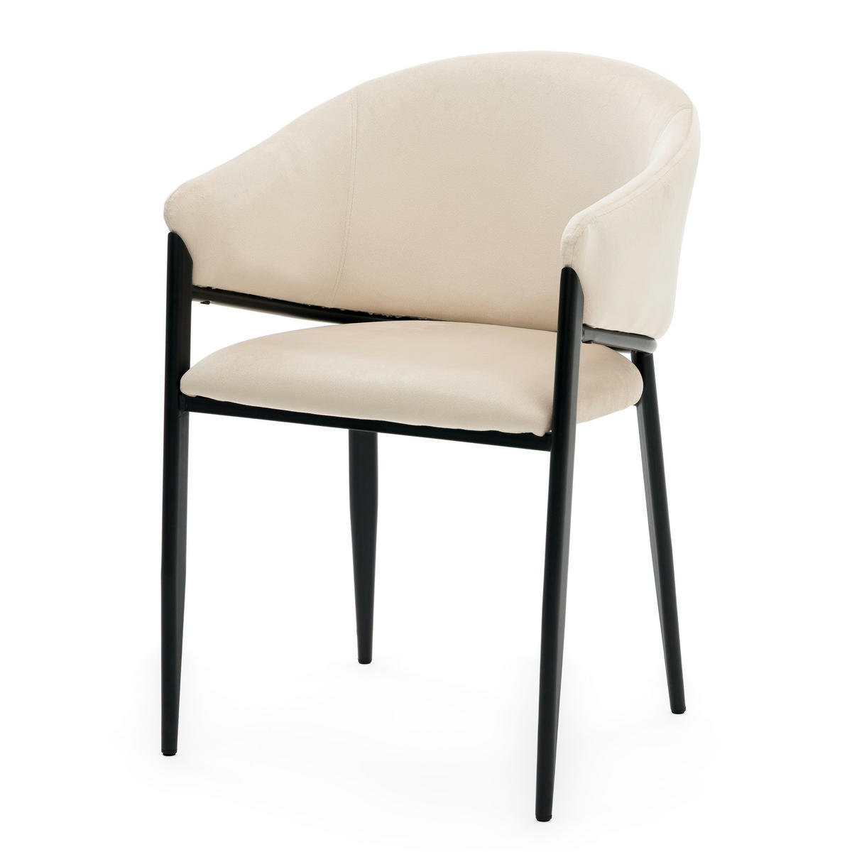 STUHL BUENO gespolsterter - beige - Glamour Velour Samt - Ecru/Schwarz, Textil/Metall (57/81/59cm) - NEW HOME