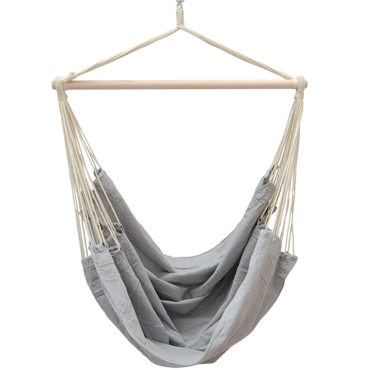 XXL HÄNGESESSEL 185/130 cm Belastbar bis 150 kg Grau - Grau, Textil (130/155/185cm) - Amanka