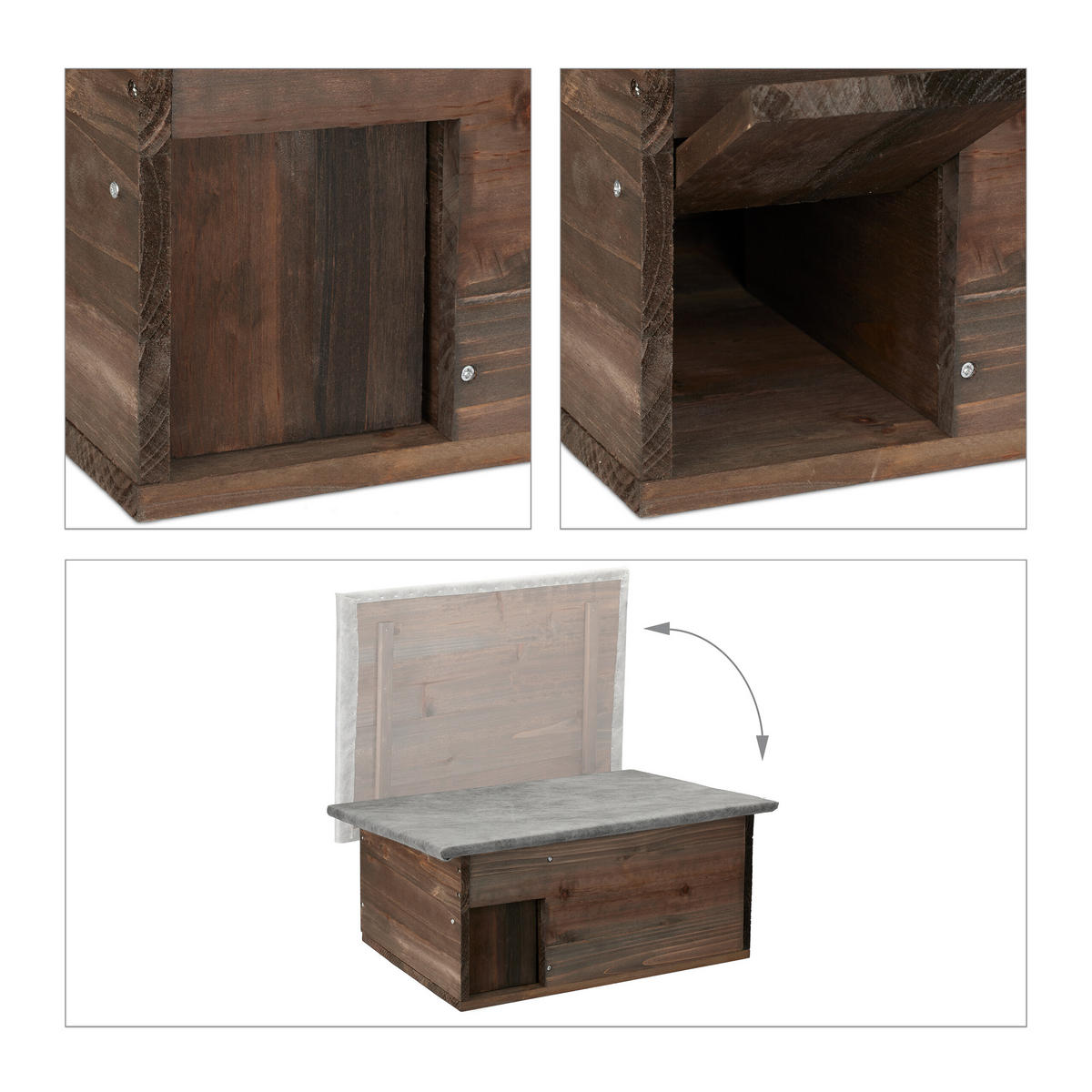 IGELHAUS - Braun, Holz/Textil (45.5/20/33cm) - Relaxdays