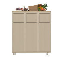 MÜLLSCHRANK DE-38851 69,3/35/80 cm 3 Fächer und Rollen Creme - Creme, Holzwerkstoff (69.3/80/35cm) - ComfortXL