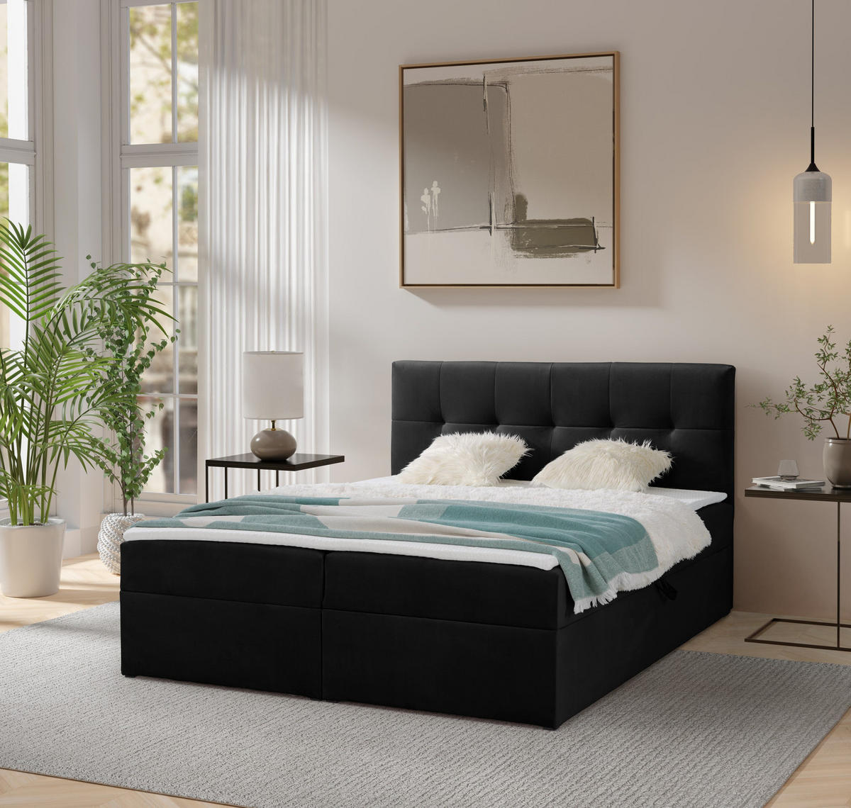 BOXBETT Toronto 180x200 Bonell-Matratze H3 und Topper - Silberfarben/Schwarz, Holz/Holzwerkstoff (180/200cm) - Ravio