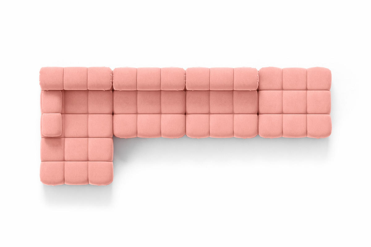 ECKSOFA L-Form XL, Stoff Velours Salvador, Rosa, Links, Selia L XL - Pink, Holz (380/160cm) - Kaiser Möbel