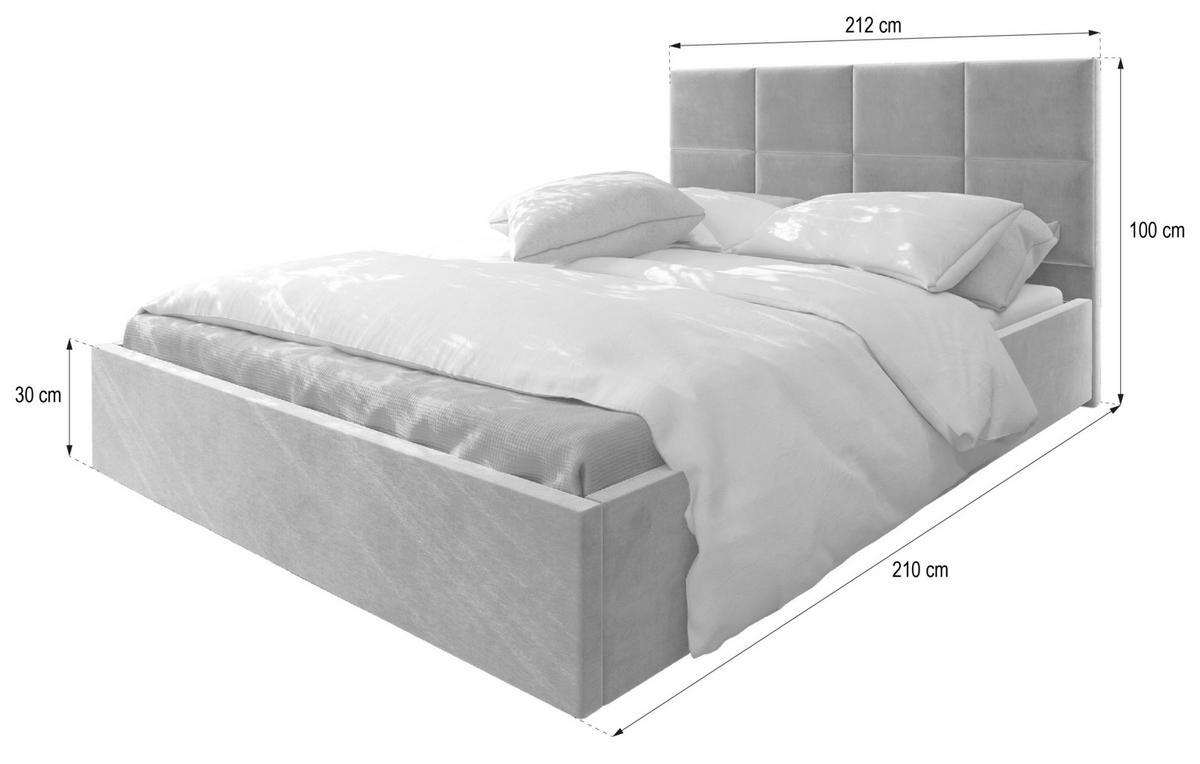 POLSTERBETT LIMENA 200x200 cm mit Bettkästen - Hellgrau - Hellgrau, Holz/Textil - MASSENO