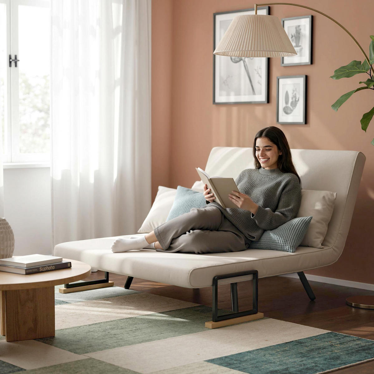 SCHLAFSOFA 2er-Sofa DE-08217 mit Schlaffunktion, Beige - Beige, Metall (102/81/73cm) - ComfortXL