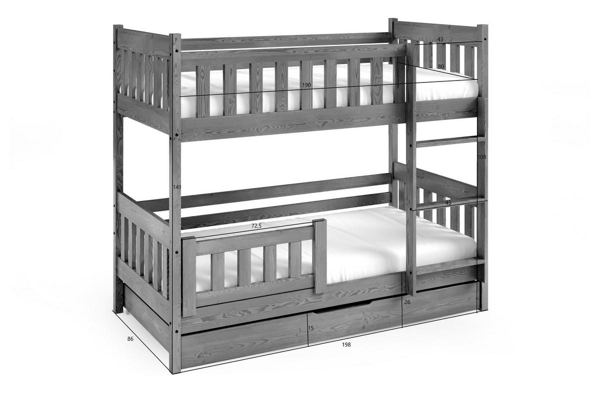 ETAGENBETT Holzbett LUMBE, Kinderbett - Kieferfarben, Holz (80/190cm) - KONSIMO®