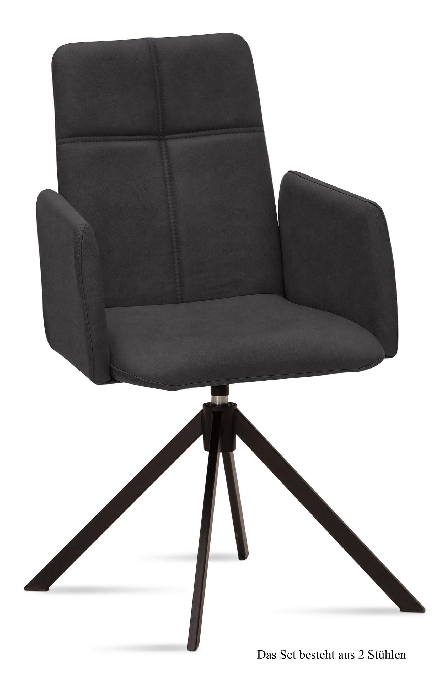 ARMLEHNSTUHL drehbar (2er-Set) Debera 52x92x60 Schwarz/Anthrazit - Anthrazit/Schwarz, Kunststoff (60/92/52cm) - 58aufmkessel