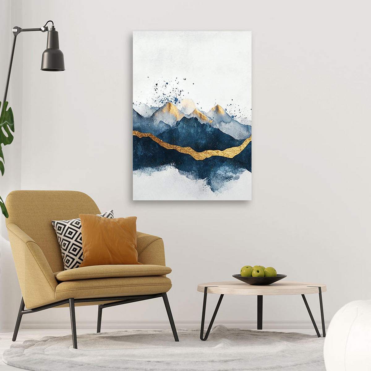 LEINWANDBILD Abstraktes Goldblau Modern 40x60cm - Blau, Textil (40/60cm) - Feeby