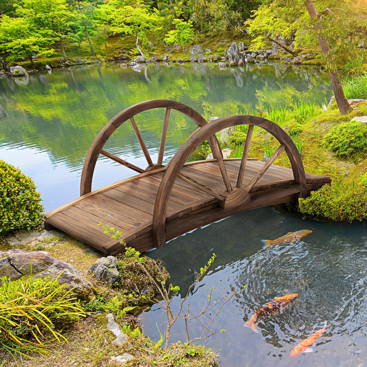 GARTENBRÜCKE aus Tannenholz - Dunkelbraun, Holz (100/50/37cm) - Outsunny