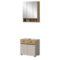 BADMÖBEL-SET Kaschmir, Evoke Eiche 2-teilig 60 cm, Badkombination in modernem Design - Kaschmir/Eichefarben, Glas/Holzwerkstoff (60/191/35cm) - Inn.Furn