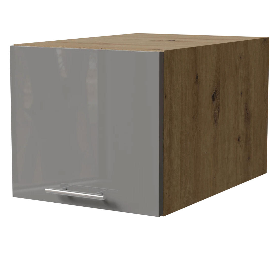 AUFSATZSCHRANK Essen W6B/40 Grau Hochglanz / Eiche Artisan Matt 40 / 59 / 36cm - Eiche Artisan/Grau, Holz/Holzwerkstoff (40/59/36cm) - Feldmann-Wohnen