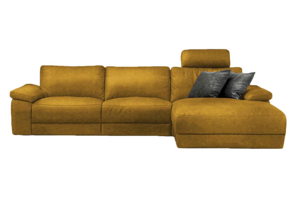 ECKSOFA XL MOTOR. RELAXFUNKTION LOLA Gelb Webstoff - Gelb/Schwarz, Textil (304/178cm) - KAWOLA