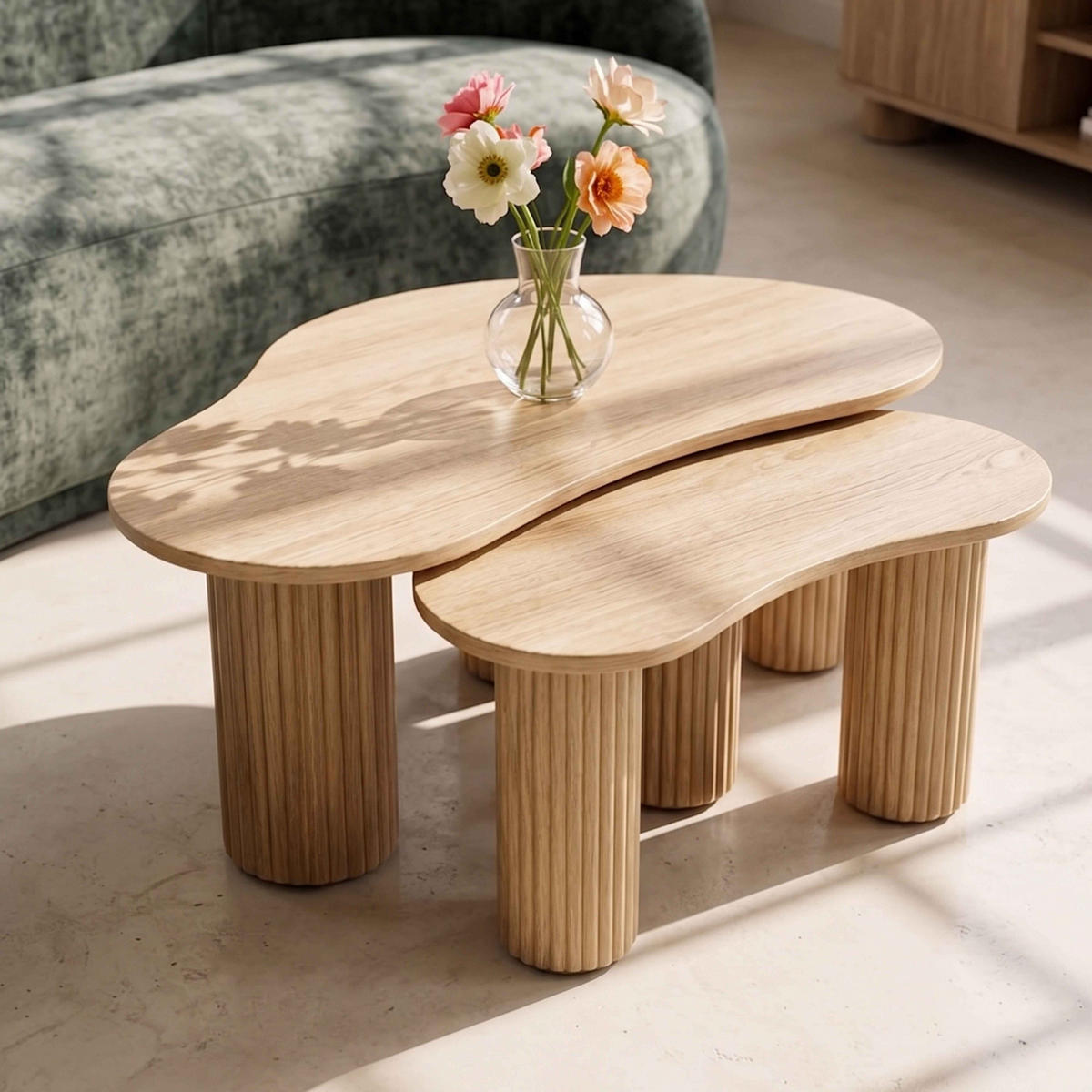 COUCHTISCH, Beigefarbe - Beige, Holz (60/100/38cm) - Oviala